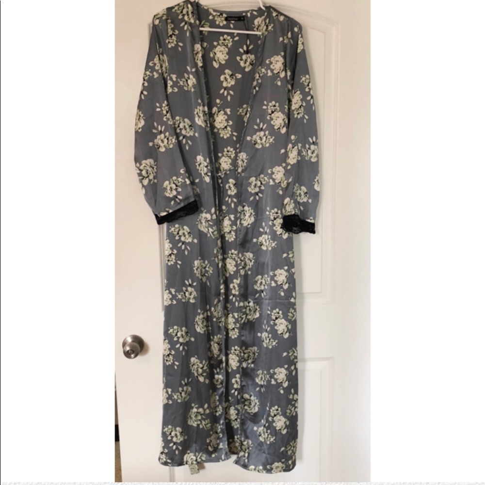 Silk Floral Duster Robe